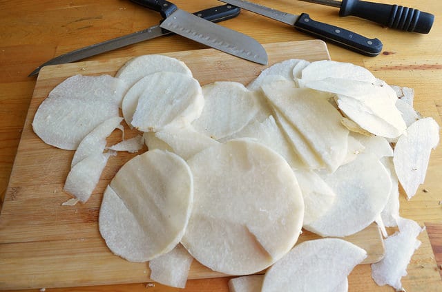 jicama slices all over