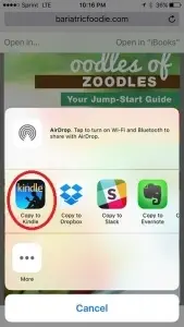 Your phone will bring up all apps available to open your file. In this case, I've chosen to open the file in my Kindle Reader app.